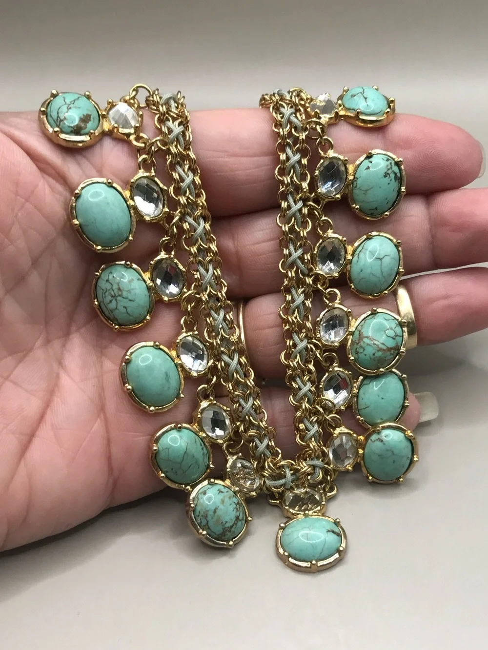 Gold-Tone & Faux Turquoise Pendants Necklace - Picture 8 of 8